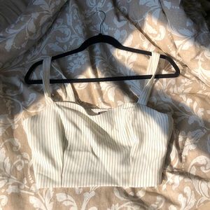 DYNAMITE White Striped Crop Top